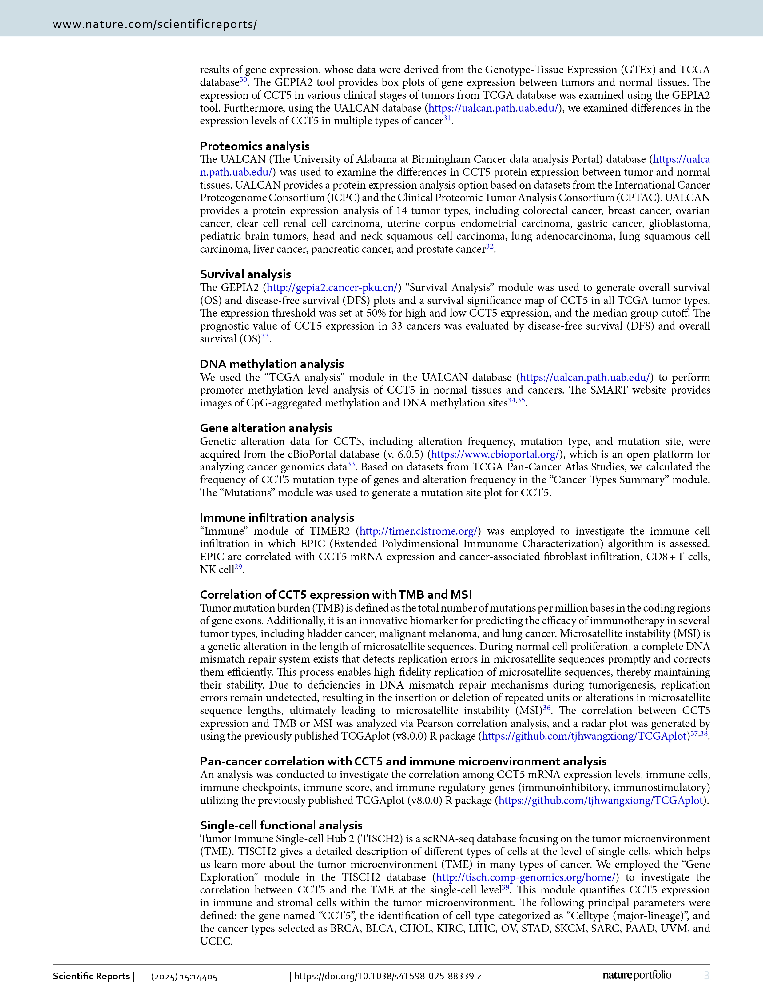 Pan-cancer analysis reveals immunological and prognostic significance of CCT5 in human tumors pg 3